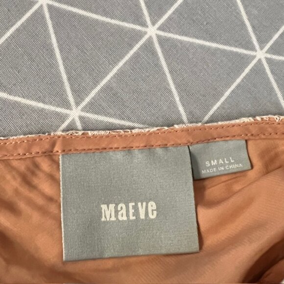 Anthropologie Maeve Katrine Lace Peplum Top Cap Sleeve Lined Blouse Nude Small - Picture 4 of 6